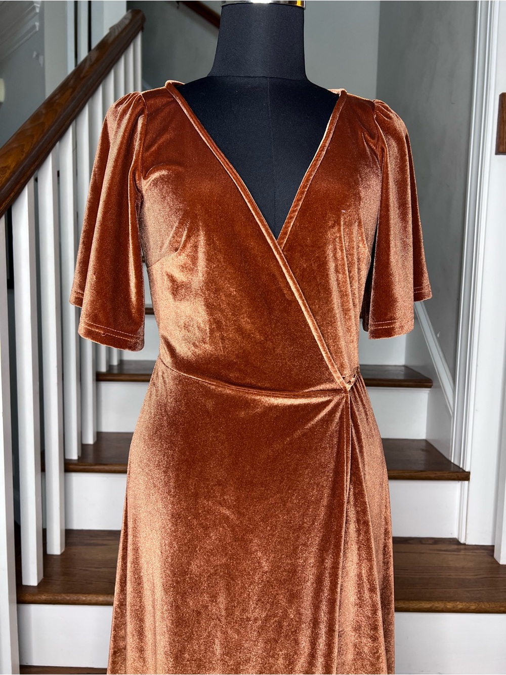 Baltic Born Rust Copper Velvet Wrap Maxi Dress XS - Picture 3 of 8
